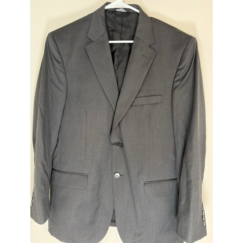 Jos A Bank Mens 41R Traveler Collection Tailored Fit Wool Blazer Gray 526